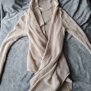 Roxy hooded asymmetrical crochet cardigan